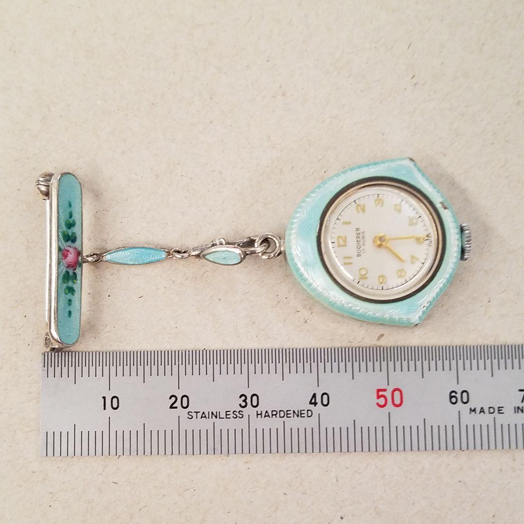 ★nyo★ BUCHERER ブヘラ シルバー エナメル ブローチ 時計