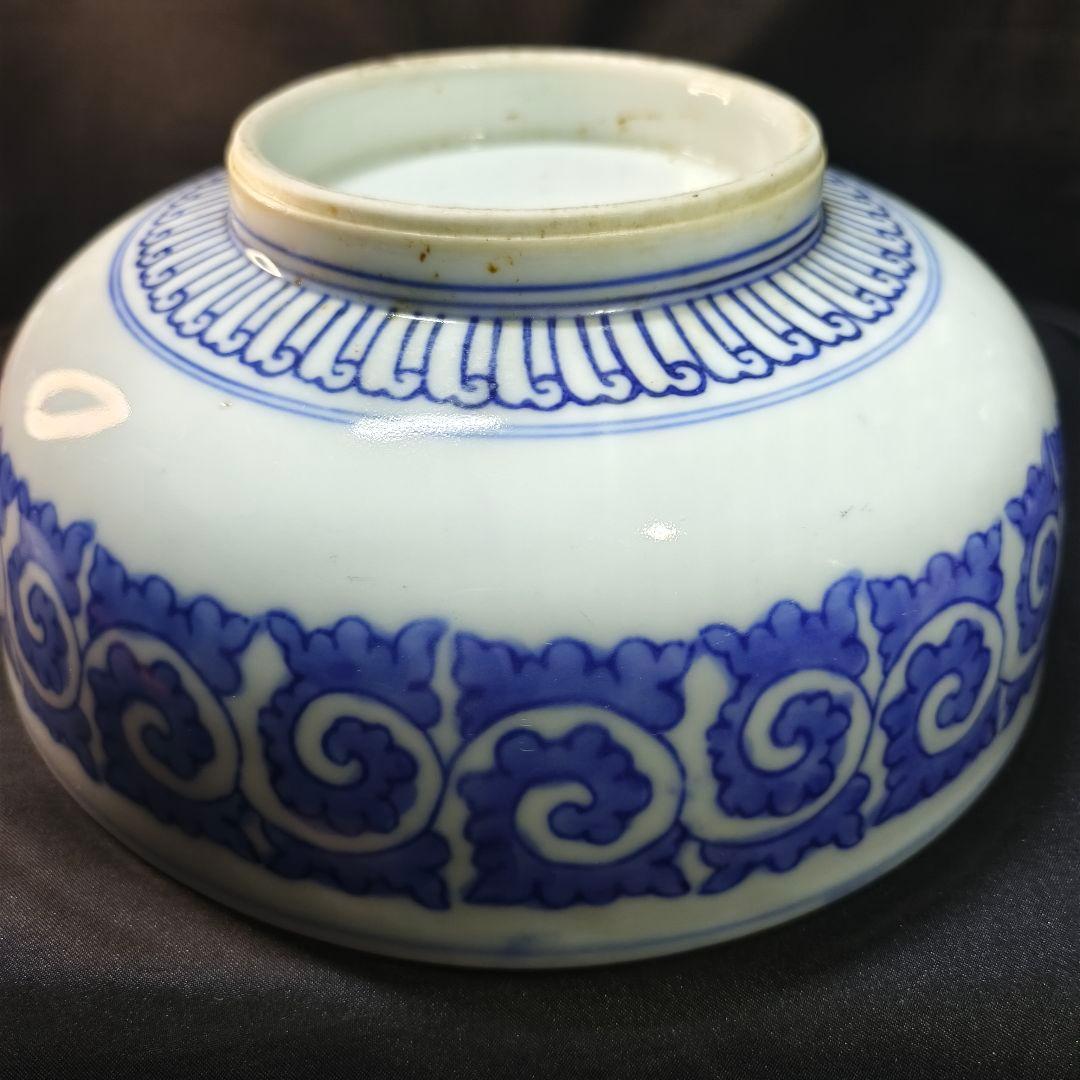 古伊万里 染付三つ鉢 山水風景文 手描き 明治骨董 古美術品 蒐集家放出美品