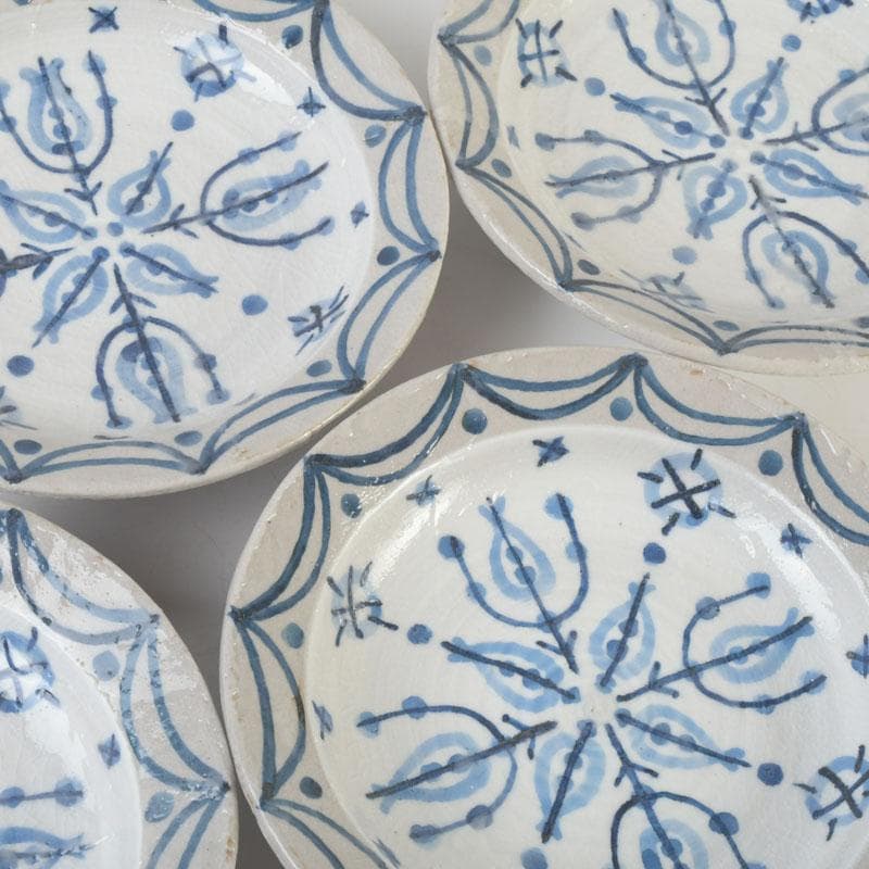 京焼　新開寛山作　染付　皿　五客　共箱　V　9671