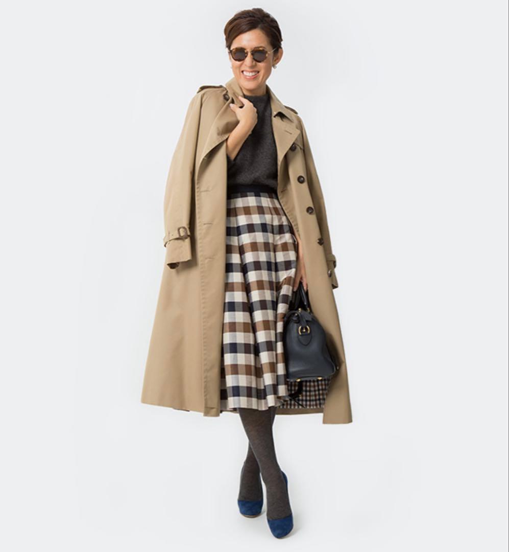 美品◼️Aquascutum×大草直子■クラブチェックフレアースカート　サイズ10