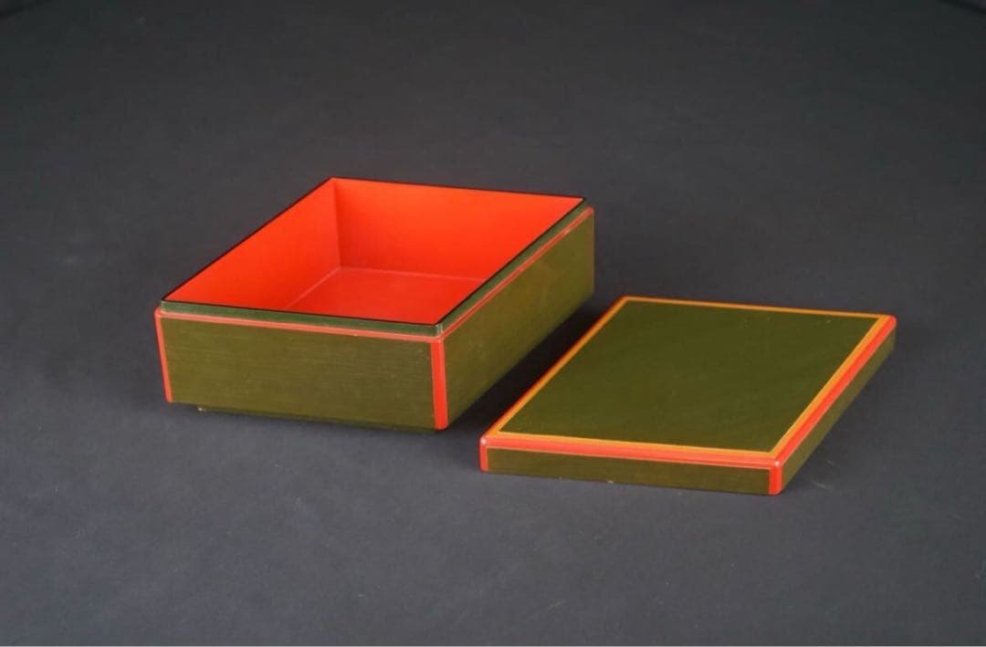 塗師 岡田表寬 作 菱形 喰籠 共箱 菓子器 蓋物 漆芸