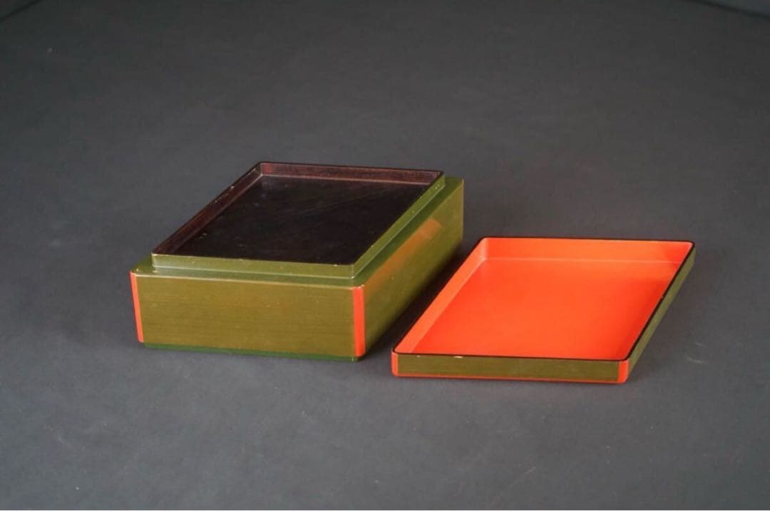 塗師 岡田表寬 作 菱形 喰籠 共箱 菓子器 蓋物 漆芸