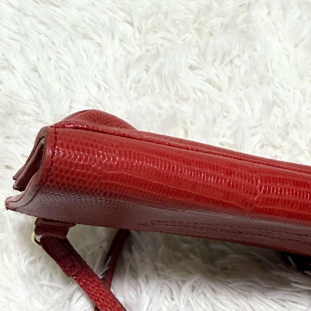 【✨美品✨】ヴィオラドーロ リザード型押しレザー 横型スマートフォンポシェット