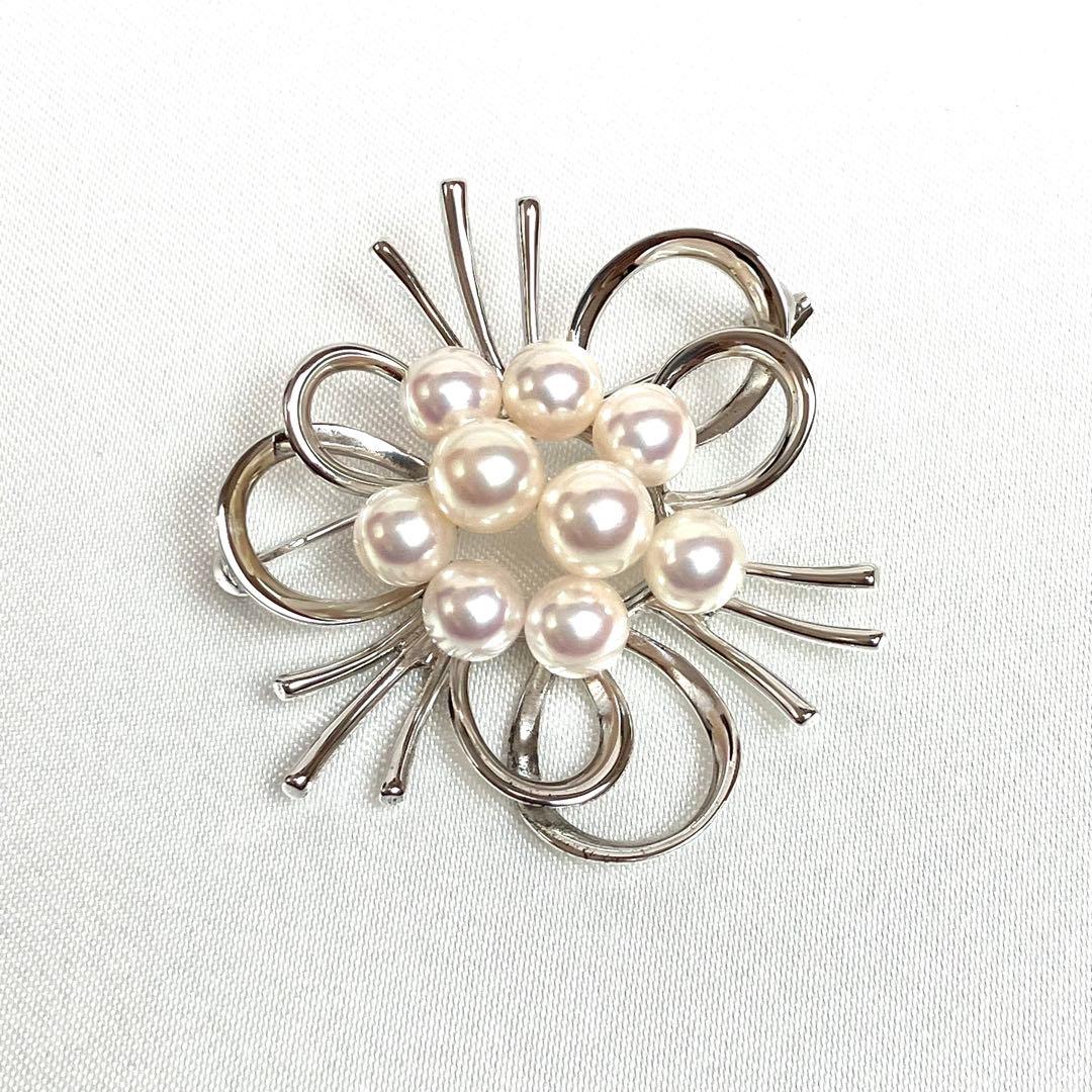 【極美品】ミキモト　アコヤ真珠　本真珠　ブローチ　SV925 9粒　パール