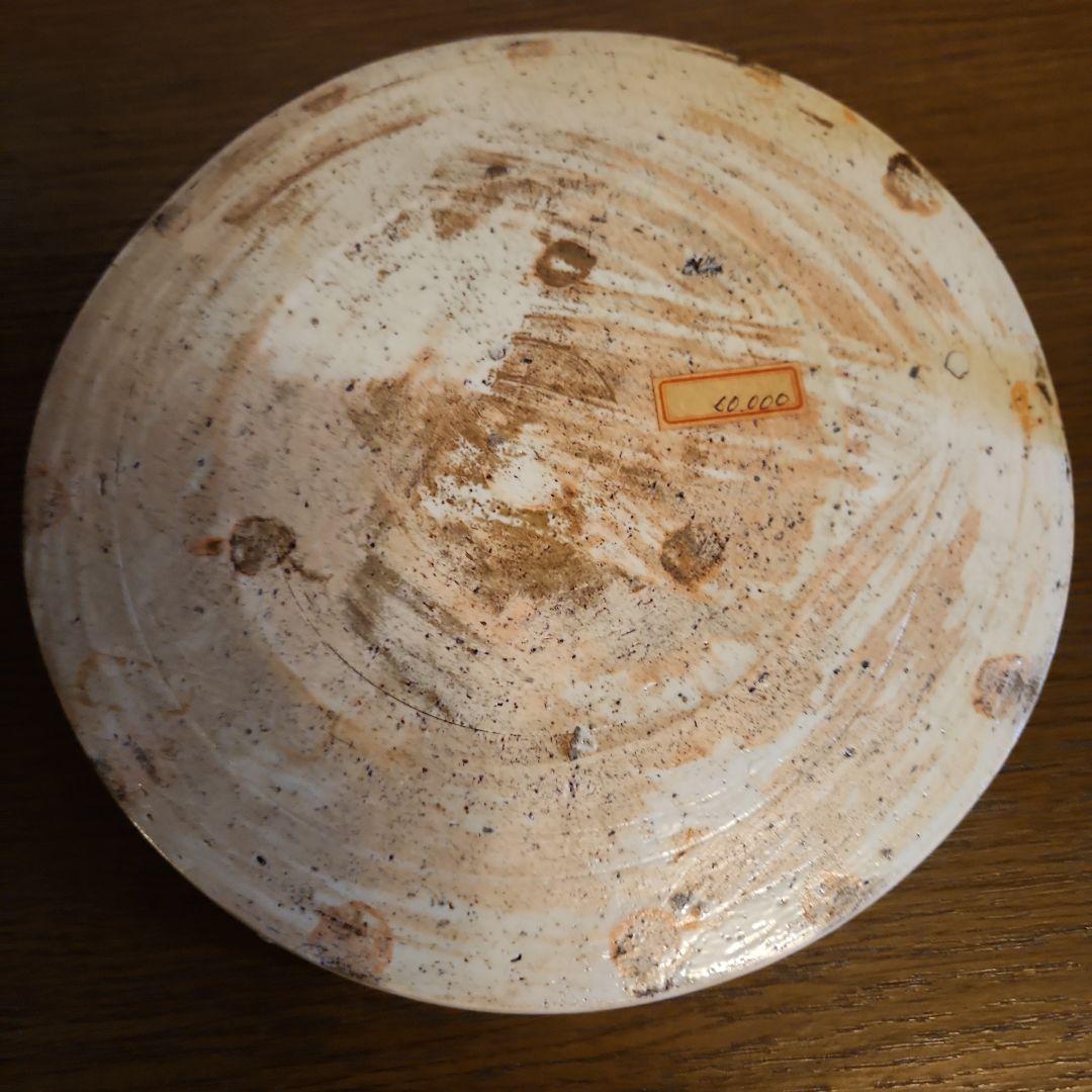 慶應　江戸後期　絵瀬戸　鉄絵　石皿 秋草行灯皿　油皿