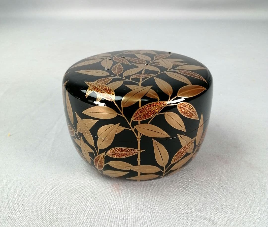 【茶事具】村田宗覚造　惺斎好写し笹蒔絵棗　漆器　棗295