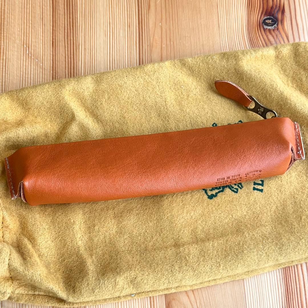 新品 イルビゾンテ ペンケース オレンジ 購入証明書 保存袋付き