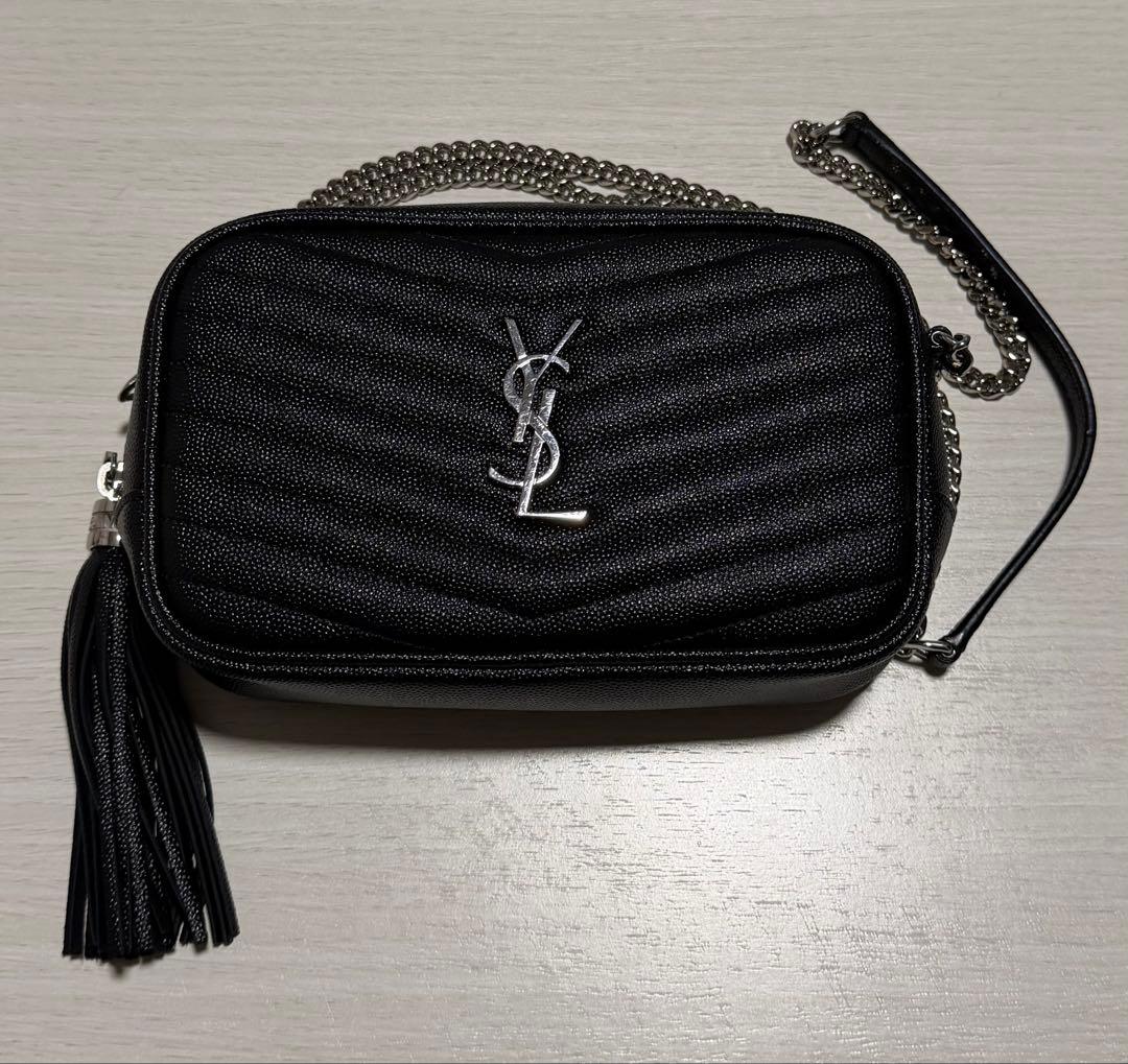 YVES SAINT LAURENTルー レザー Vステッチ ショルダーバッグ