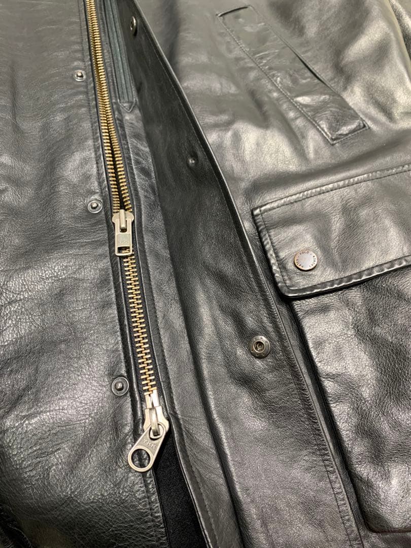 Polo by Ralph Lauren ブラック レザー カーコート