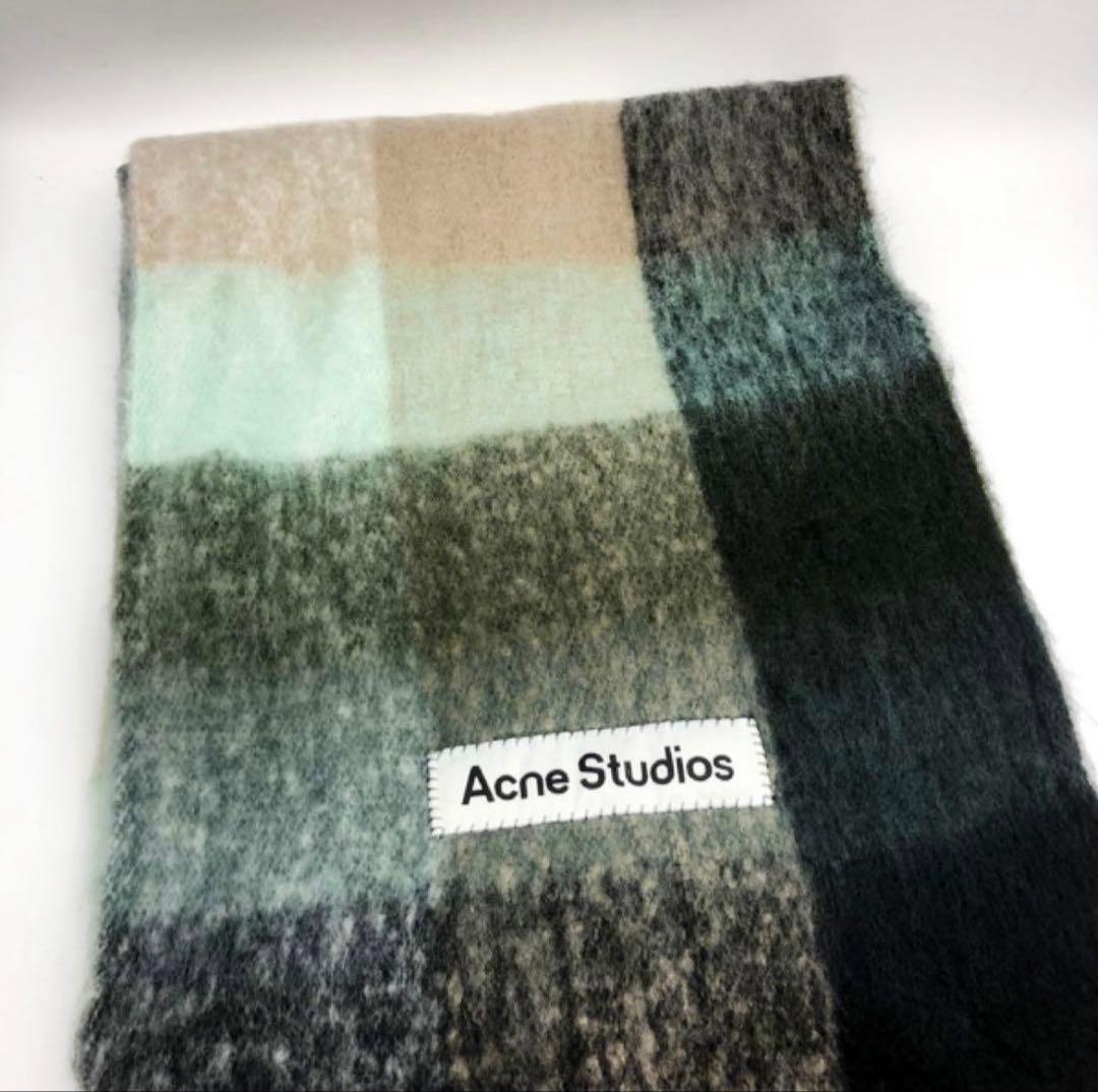 Acne Studios チェック柄マフラー グレー系