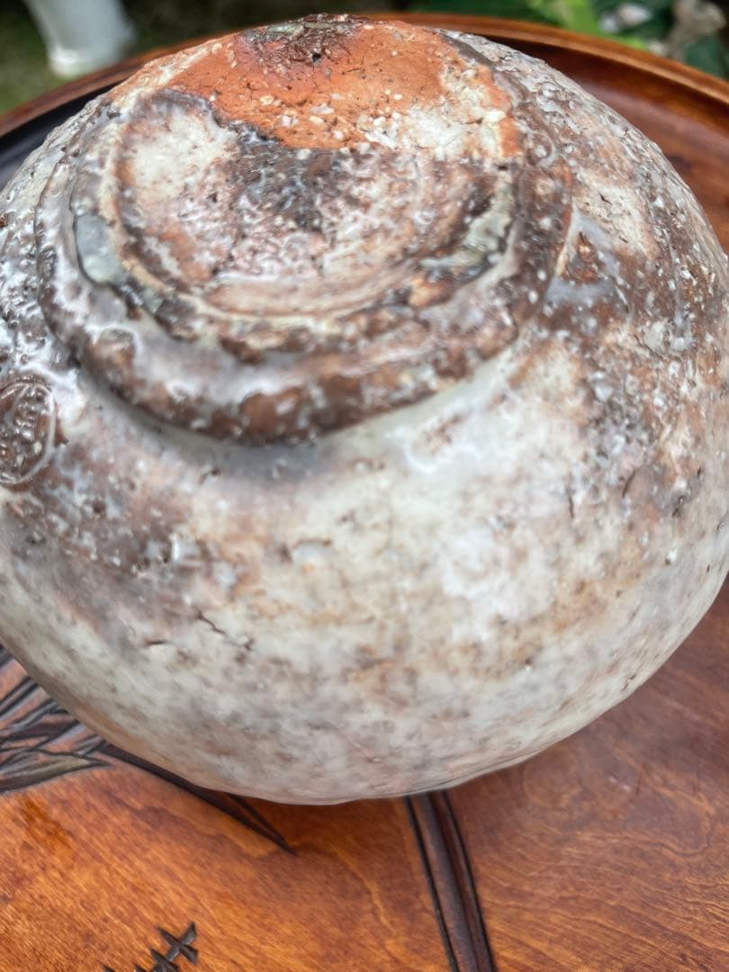 新品　萩焼　時司作　灰色の丸型茶碗と木製箱　説明書　共箱付　茶道　お茶碗