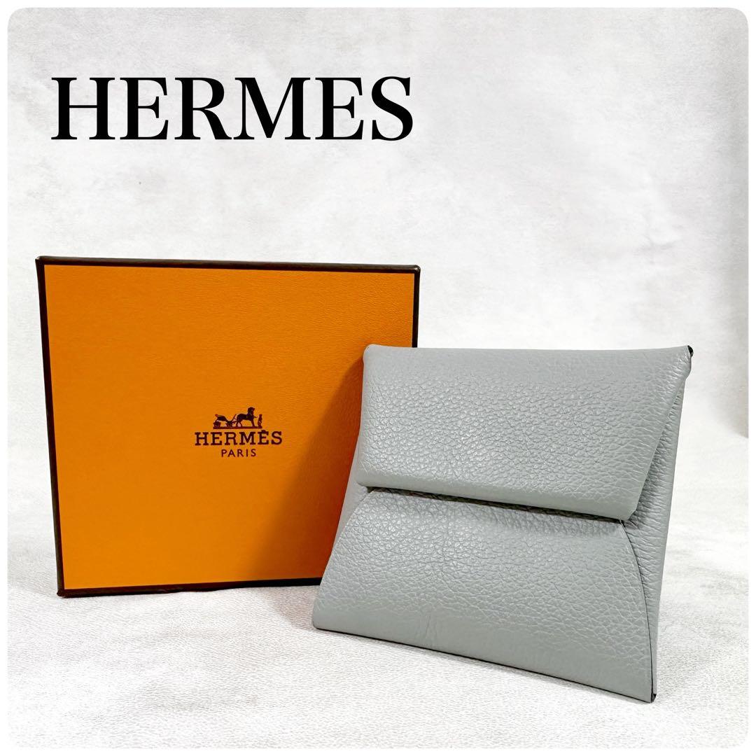 極美品✨HERMES エルメス バスティア 本革 ケース 小銭入れ グレー
