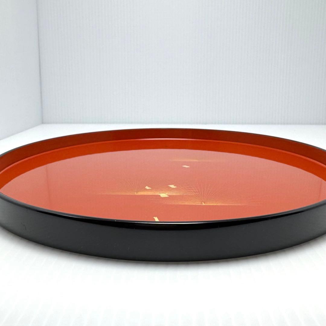 新品 高級 輪島塗 漆器 天然木 金箔 丸盆 お盆 お膳 トレー 伝統工芸