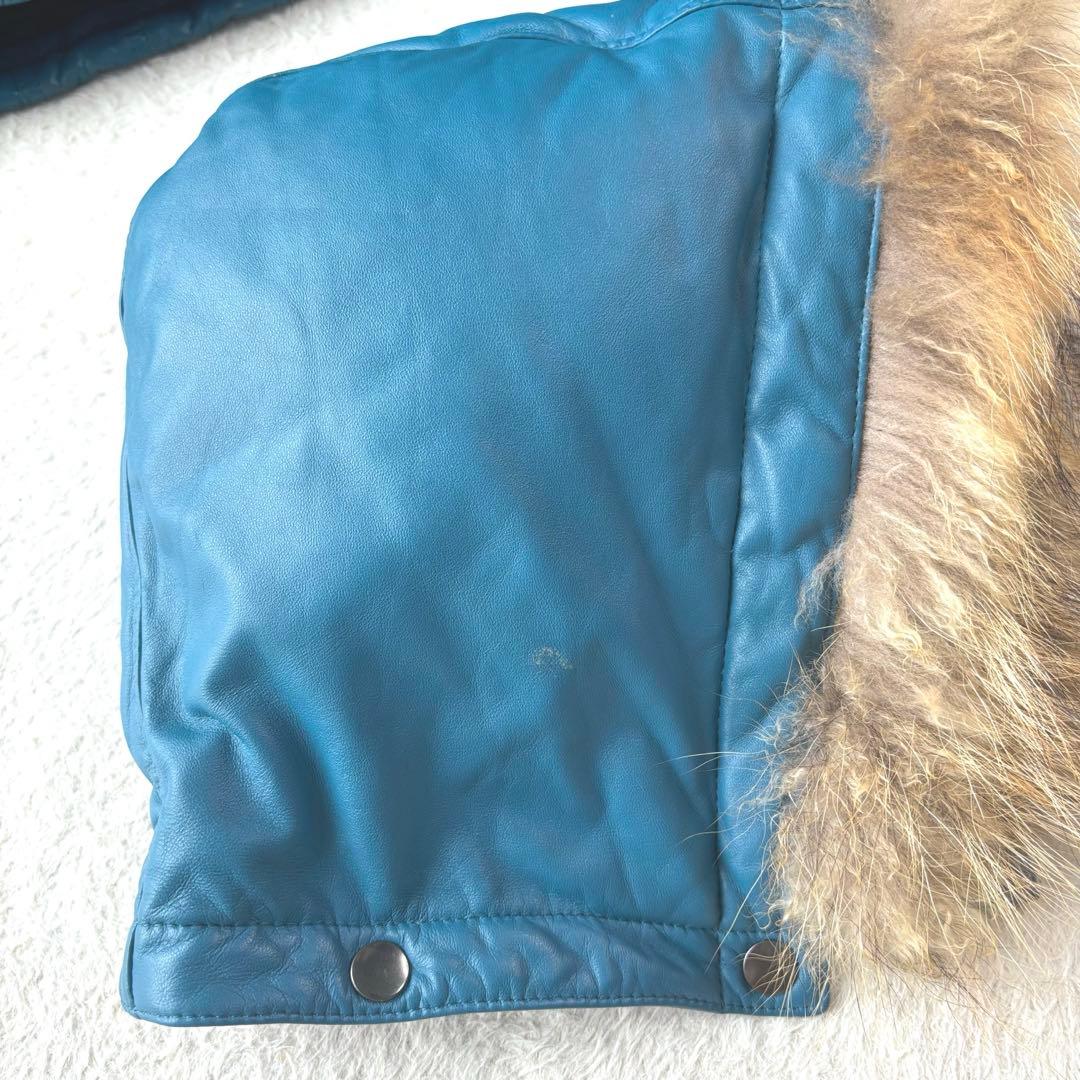 高級 大きいサイズ 3L HARUF ラムレザー ダウンジャケット ライダース