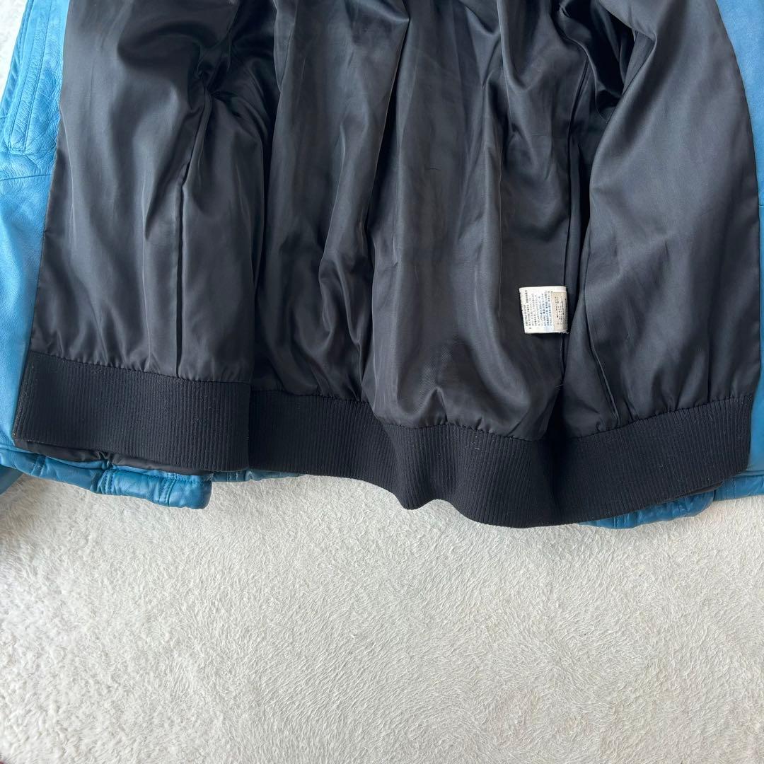 高級 大きいサイズ 3L HARUF ラムレザー ダウンジャケット ライダース