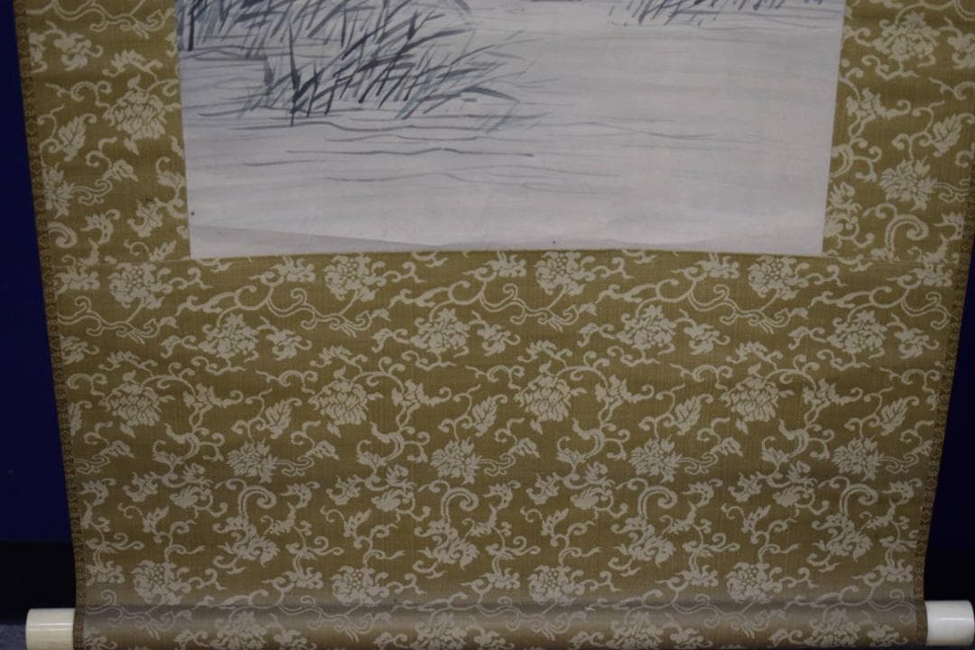 真作/神木鴎津/緑陰孤亭図/山水東屋図/絹表装/布袋屋掛軸HH-959