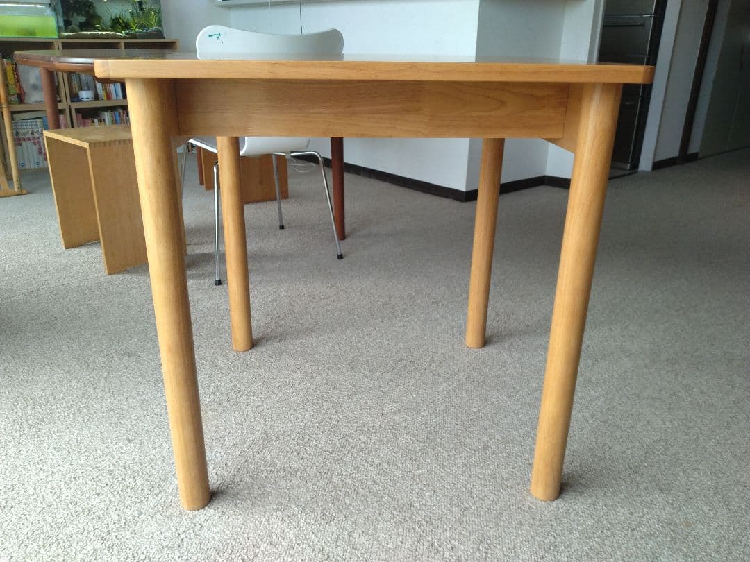 【美品】MUJI無印良品 木製テーブル70×70cm ラバーウッド材ナチュラル