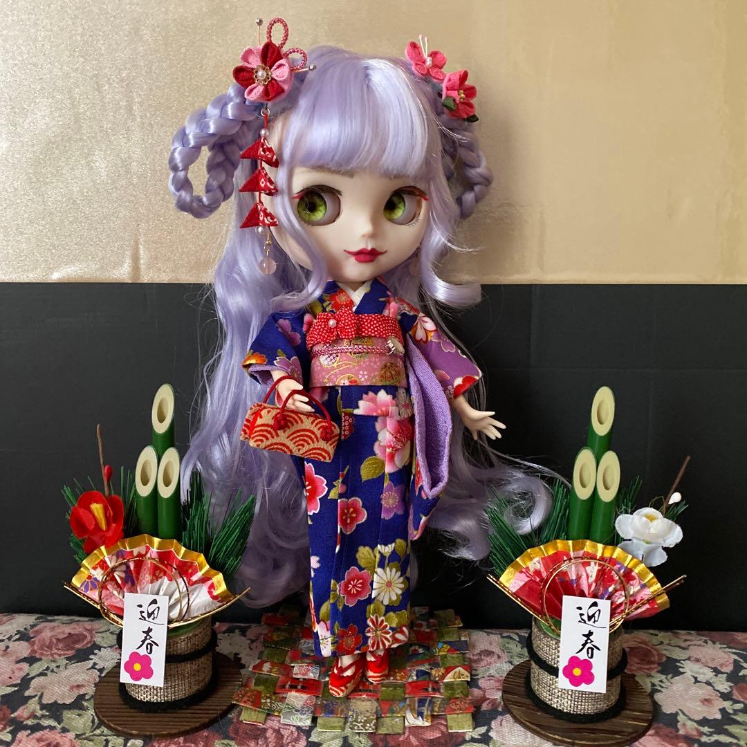 『謹賀新年 2026』カスタムドール 薄いピンク&水色mixふんわりパープルヘア