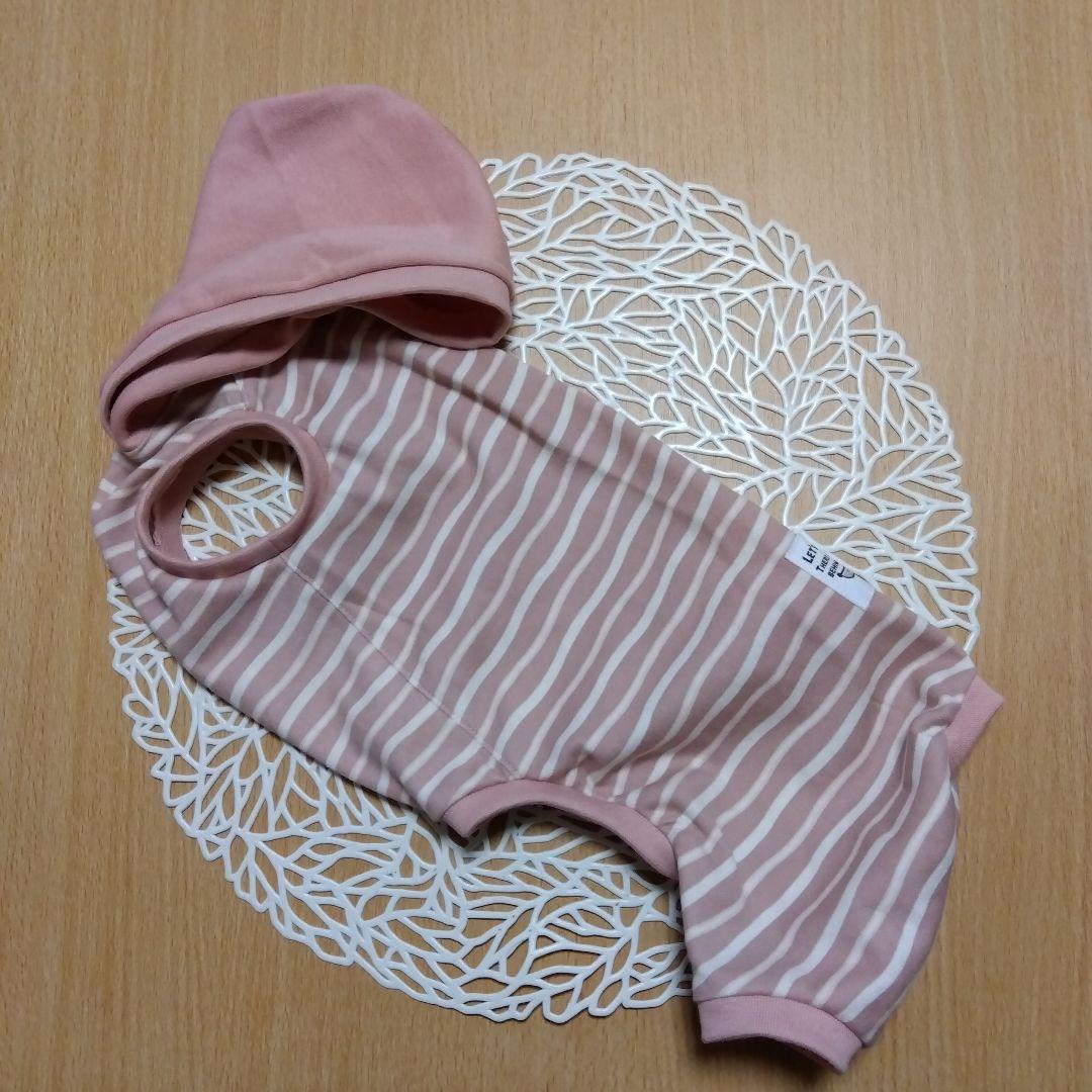 犬服　ハンドメイド　フード付ロンパース