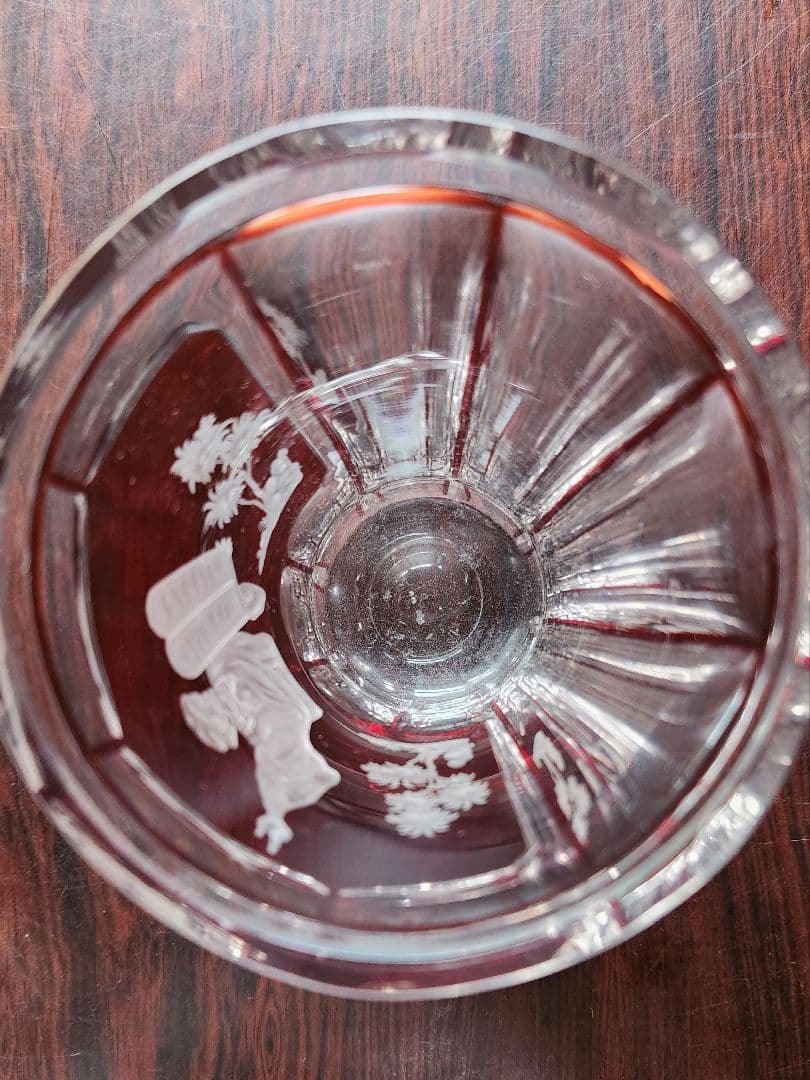 モーゼル　ガラス工芸品　ゴブレット　花瓶　クリスタル　赤