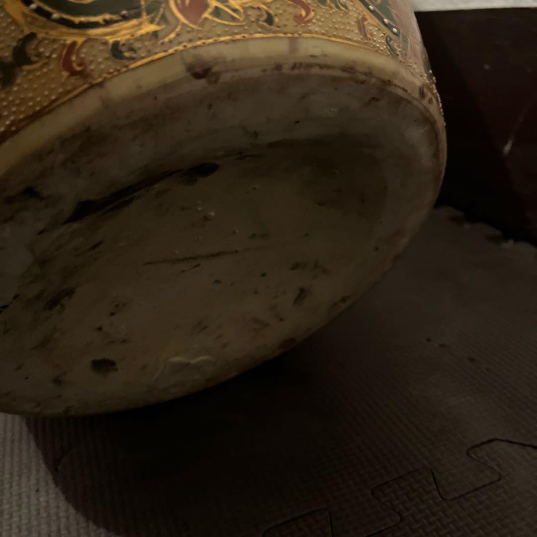 多色 花柄 陶器 花瓶