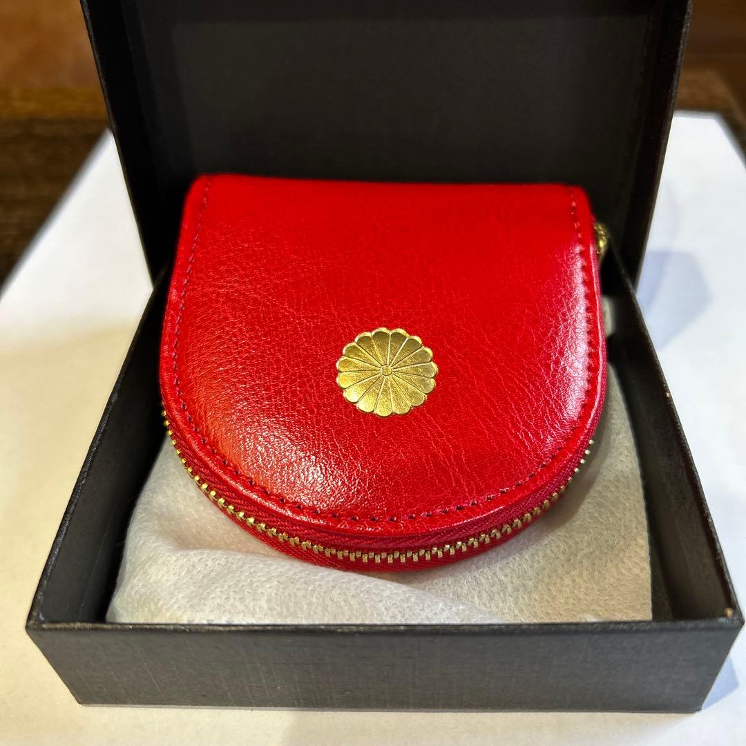 【皇居限定】赤　馬蹄型小銭入 ケース　財布