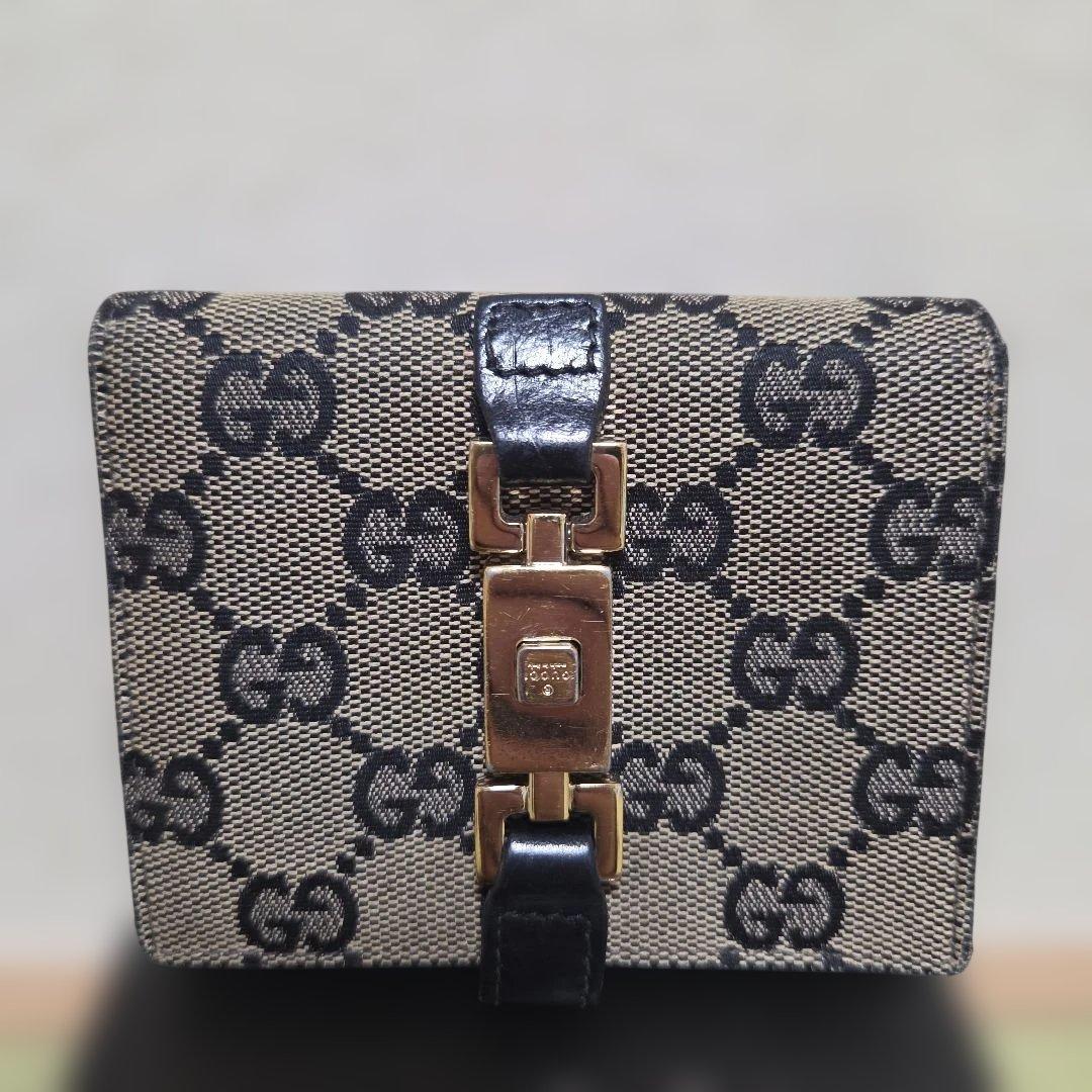 GUCCI グッチ 財布 二つ折 GGキャンバス ジャッキー 美品