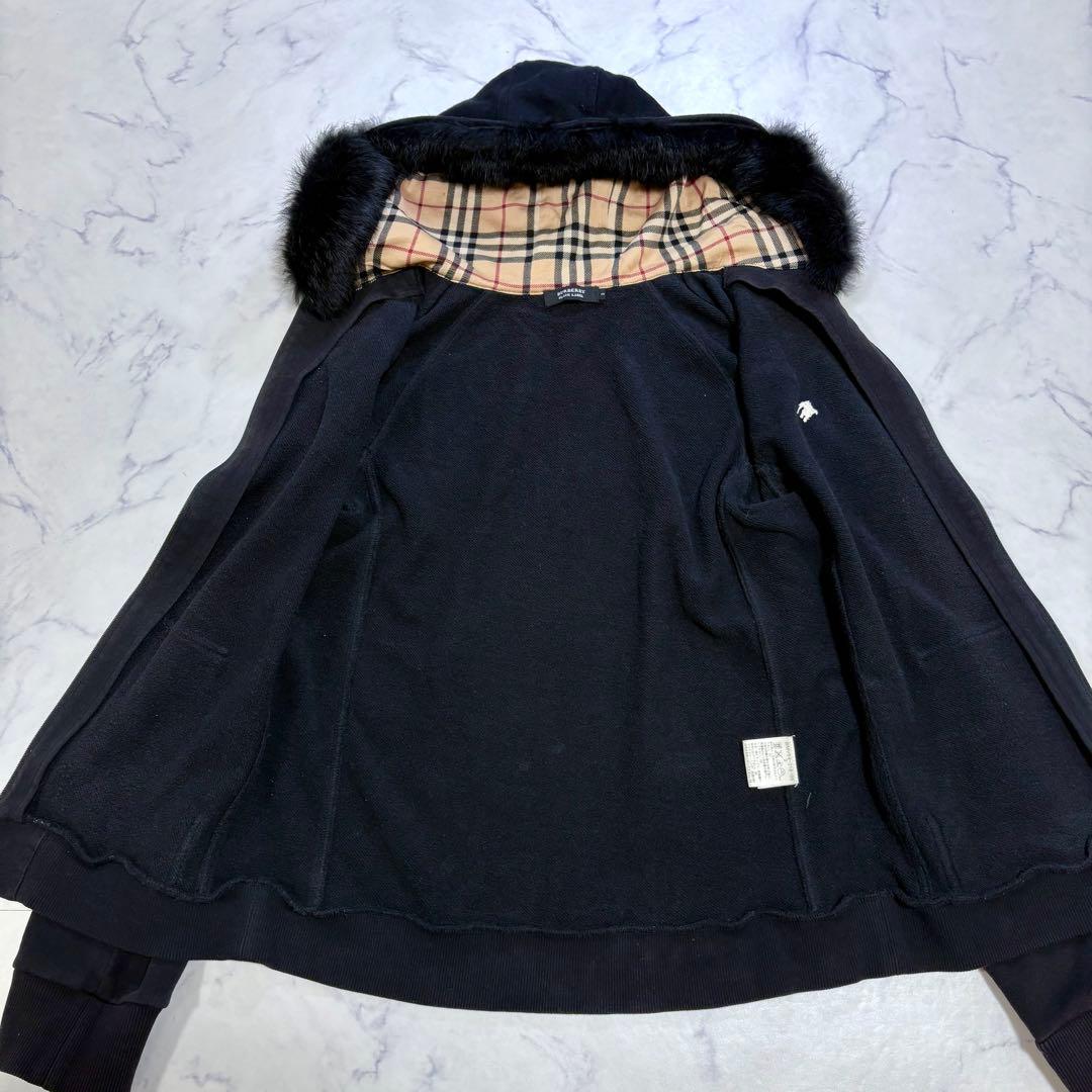 バーバリー ブラックレーベル ノバチェックフード付きジップパーカー L相当 黒