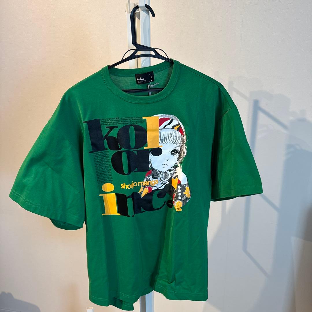 カラー kolor 22SS 少女漫画Tシャツ 半袖 緑 グリーン2 約Mサイズ