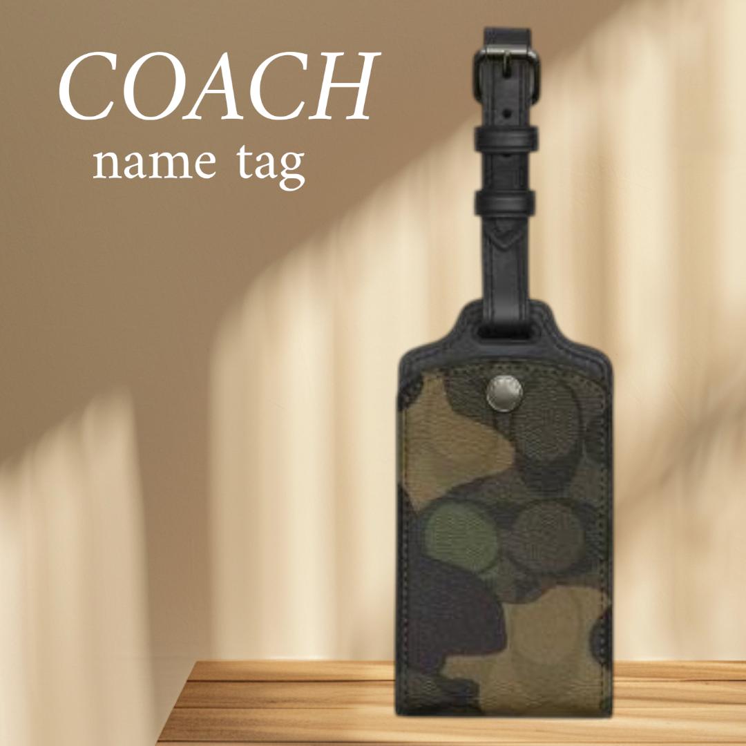コーチ COACH ネームタグ ラゲッジタグ グリーンマルチ