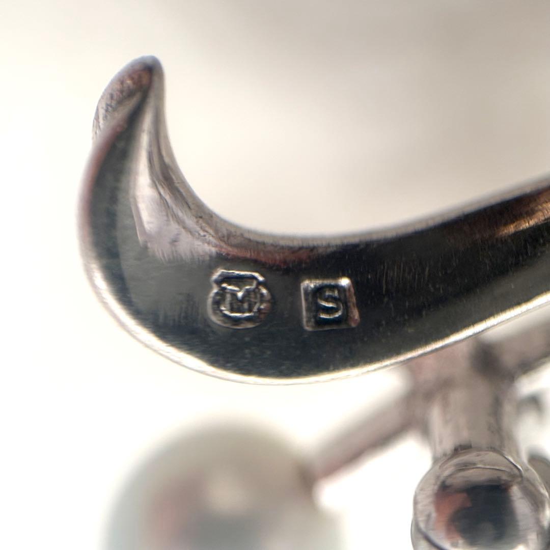 380【ミキモト】シルバー　パール　ブローチ　帯留め