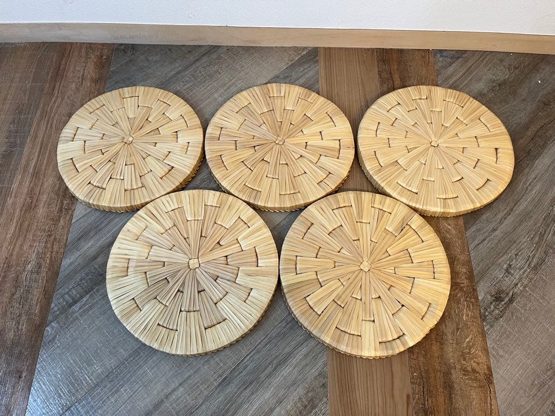 茶道具 露地道具 円座 5客揃 藁竹 天然素材 座具 敷物 紙箱