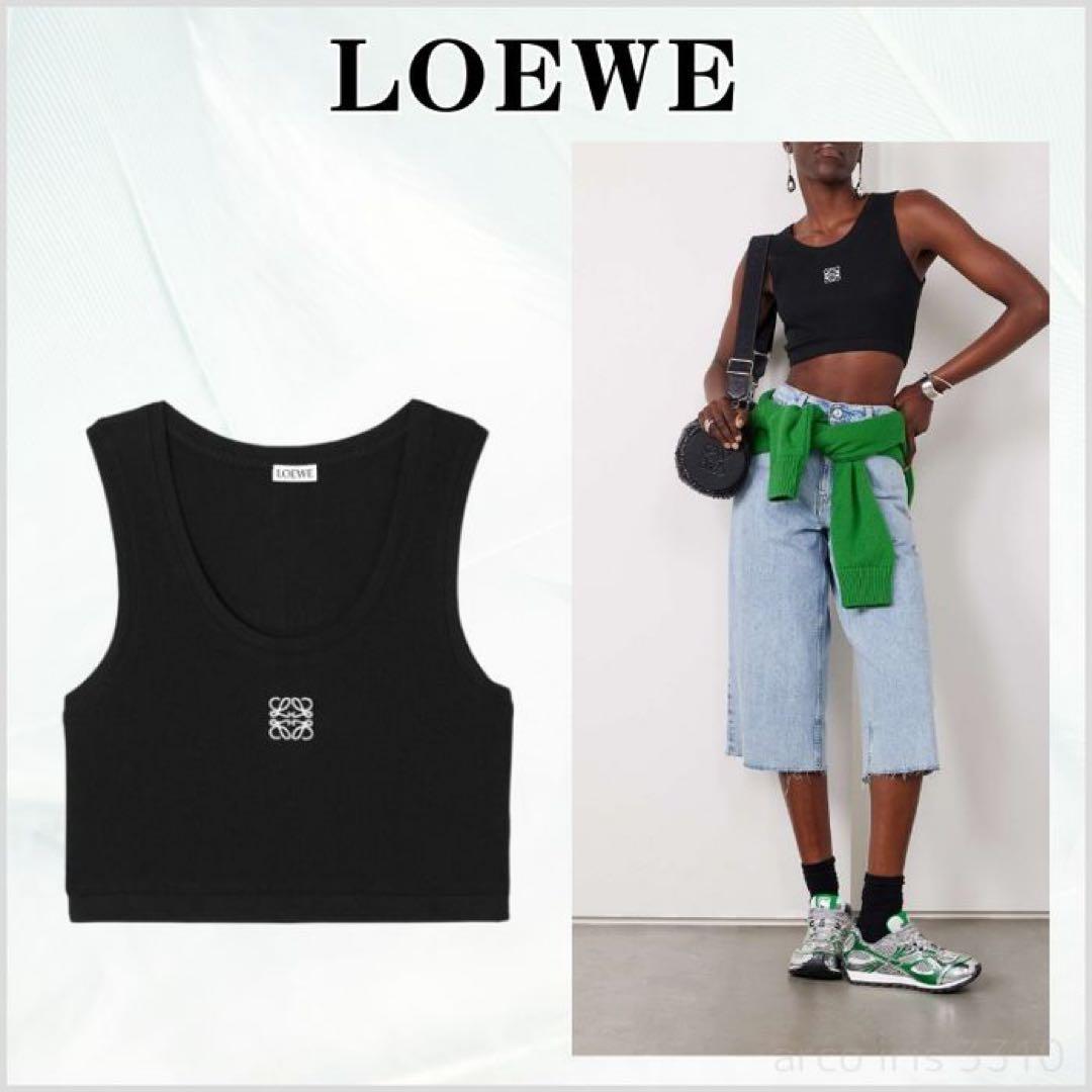 LOEWE ブラック クロップドタンクトップ