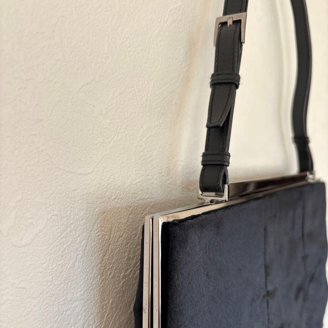 グッチ　黒　ベルベット　ショルダーバッグ　パーティー　2000年前後