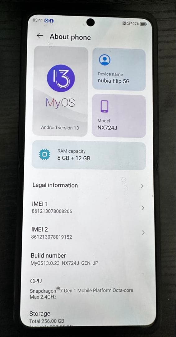 携帯電話本体 Nubia flip 5g
