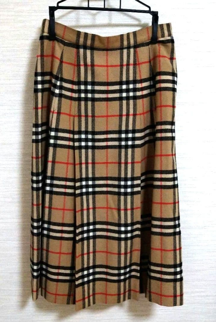 バーバリー　BURBERRY　ウールプリーツスカート　ノバチェック　サイズS