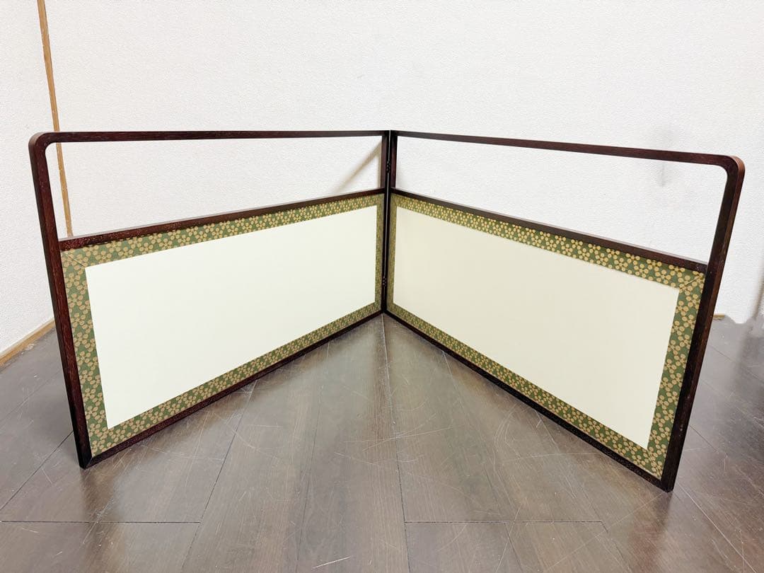 未使用 茶道具 溜塗 利休梅 風炉先屏風 裏チラシ 両面使い 上透かし 元箱