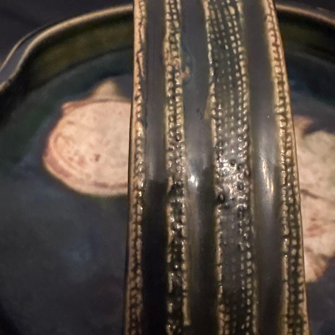 織部焼　花模様陶器皿