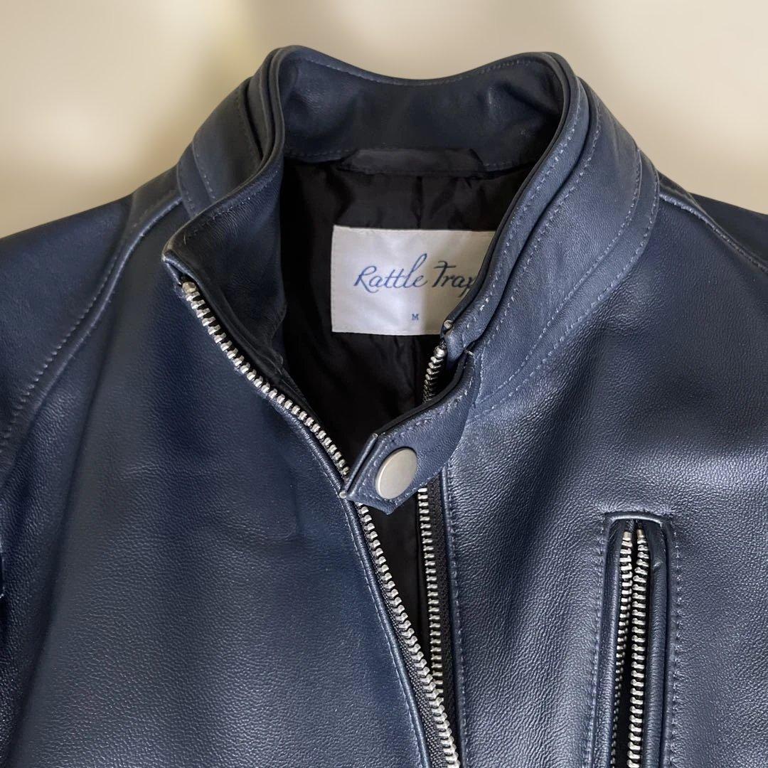 RATTLE TRAP ダークブルー レザー シングルライダースジャケット Ｍ