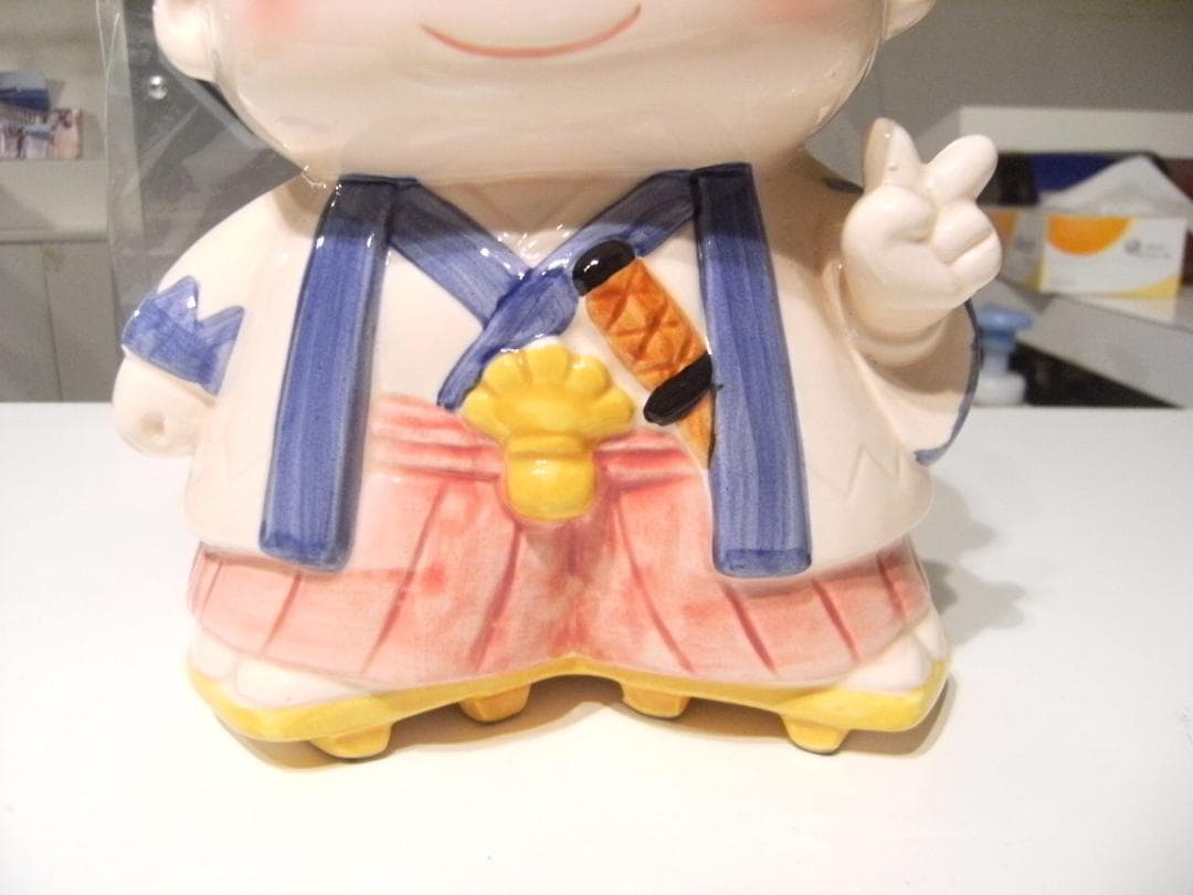 80年代★日本製★世界遺産 江戸時代 武者 武士 侍 新選組 誠 貯金箱 置物