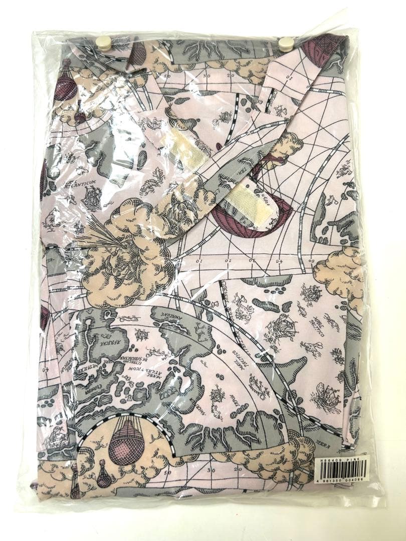 【希少　未使用】JAL エプロン ヨシエイナバ　地球柄　ピンク