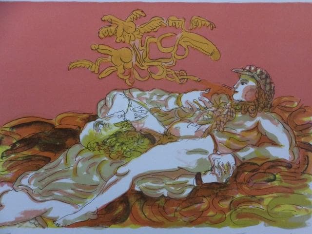 池田満寿夫　直筆サイン『おんな・おとこヨリ　冷淡な人に』リトグラフ 1010S