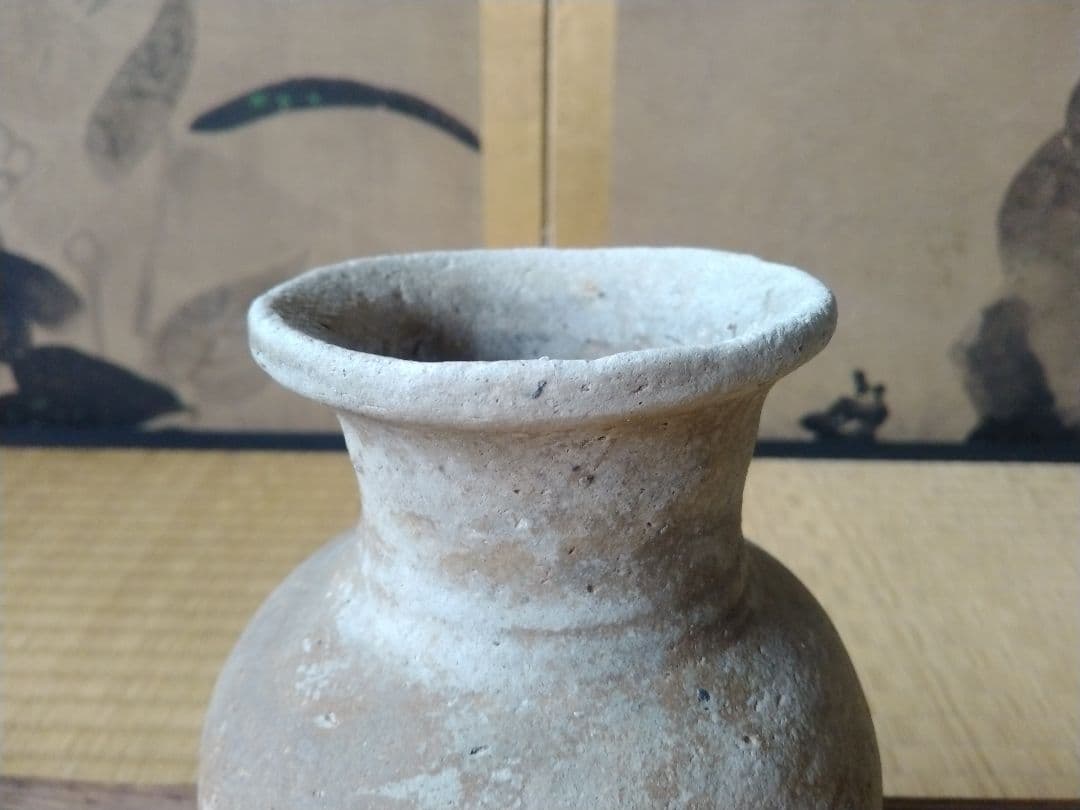平安時代頃　須恵器瓶　骨董　古美術　仏教美術　茶道具　華道　花器　土器　徳利　壺
