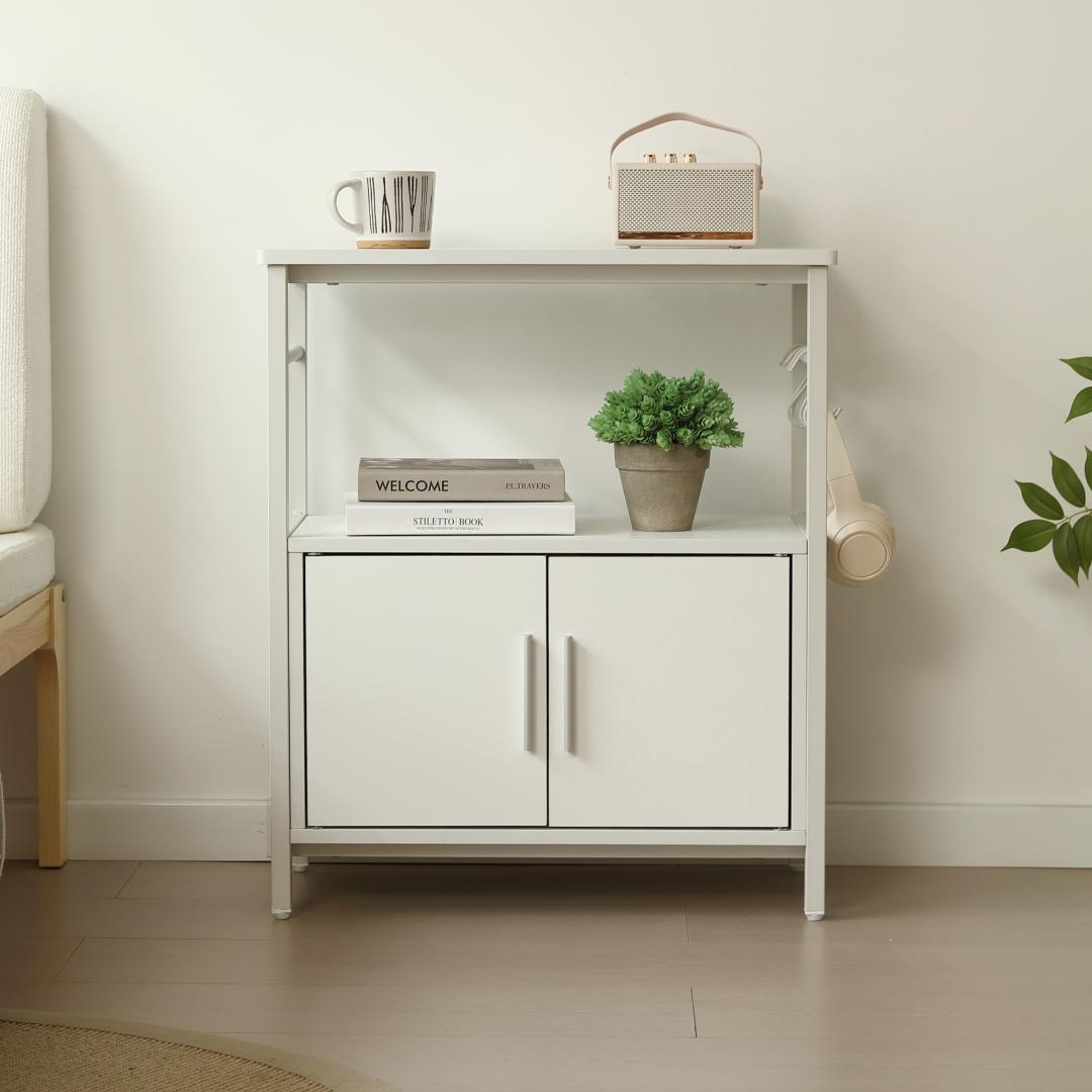 水槽台 水槽スタンド 耐荷重120kg 三段 頑丈フック付き 両開き扉60X30