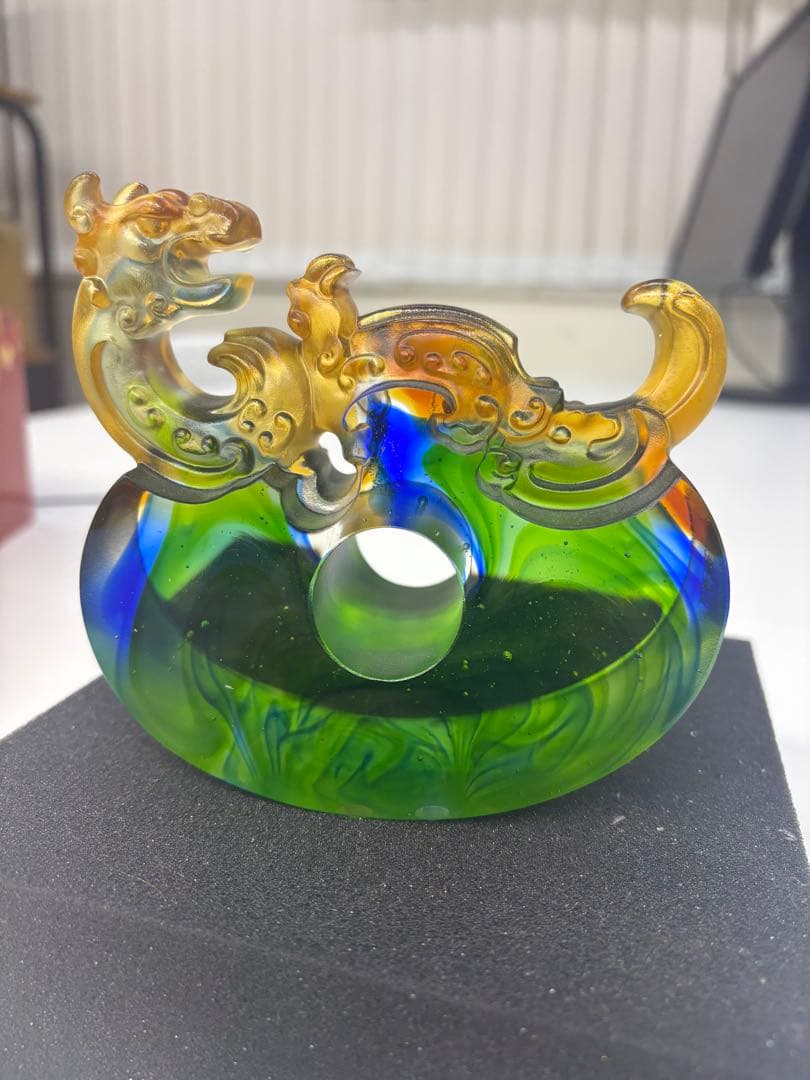 ガラス製ドラゴン彫刻装飾品