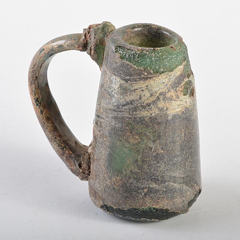 古代　ローマンガラス　取手付小瓶　N　R5933