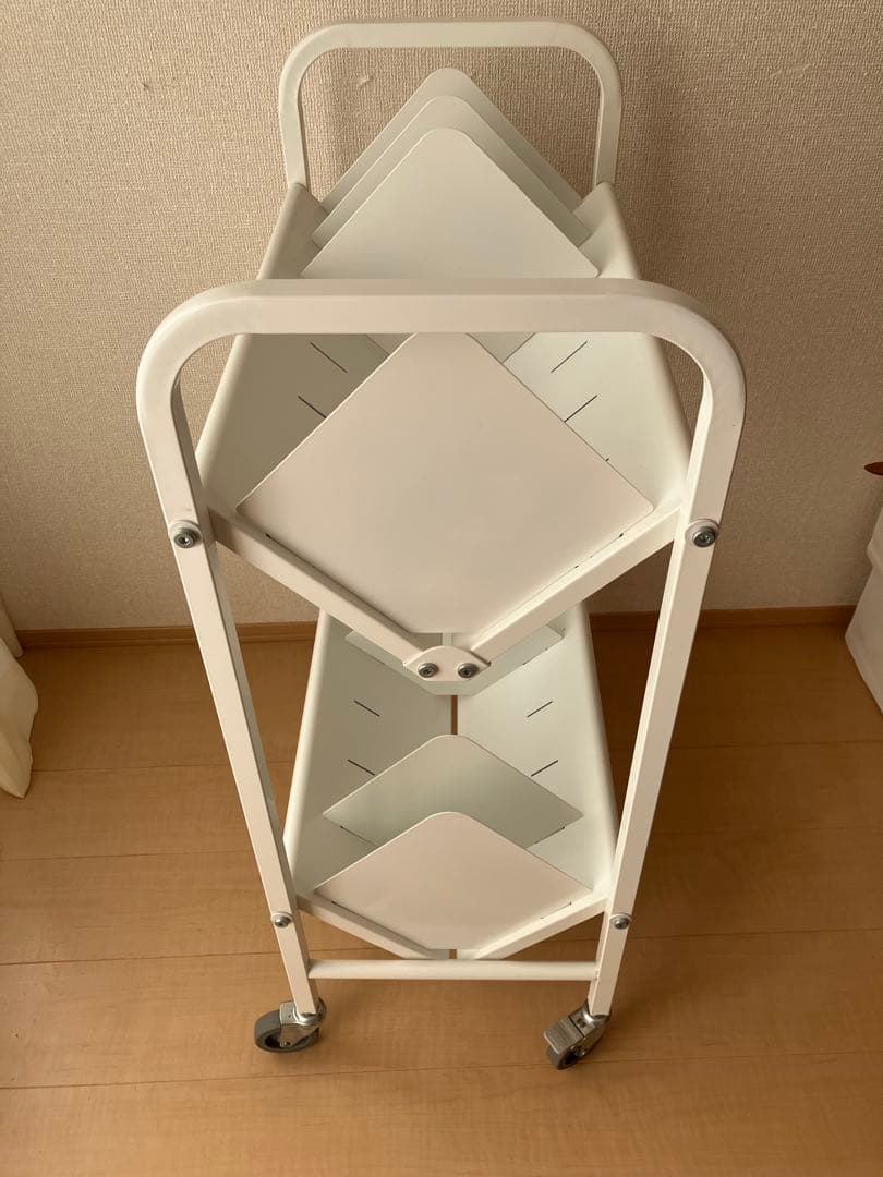 カルテワゴン ホワイト 2段式ワゴン 仕切り付き