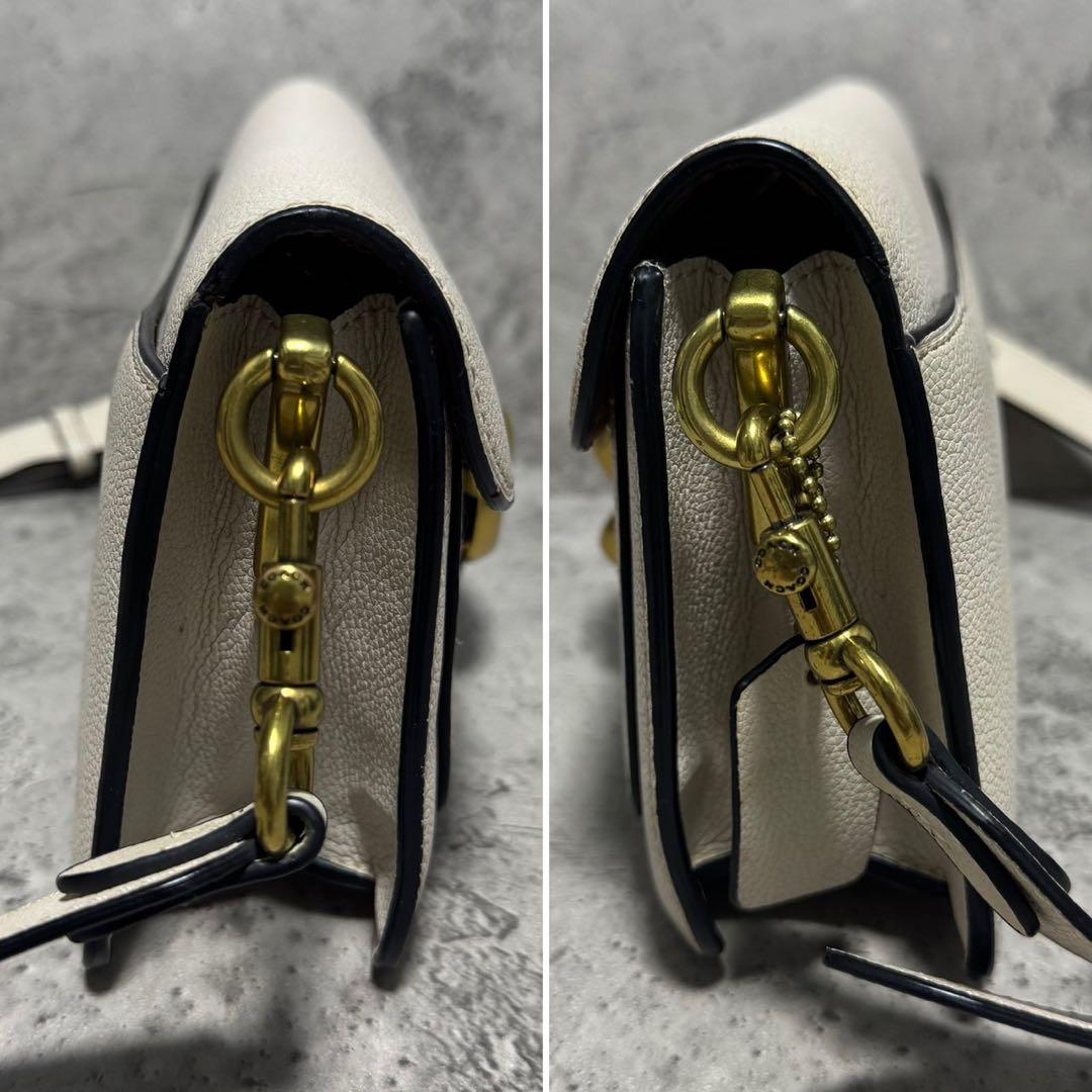 美品✨️コーチ ショルダーバッグ タビー シボ革 レザー アイボリー F3995