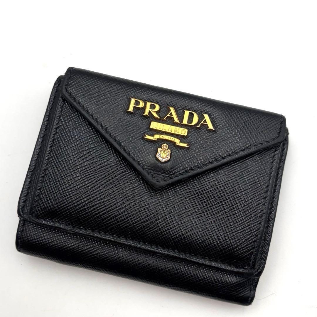 PRADA プラダ / サフィアーノメタルコンパクトウォレット ブラック