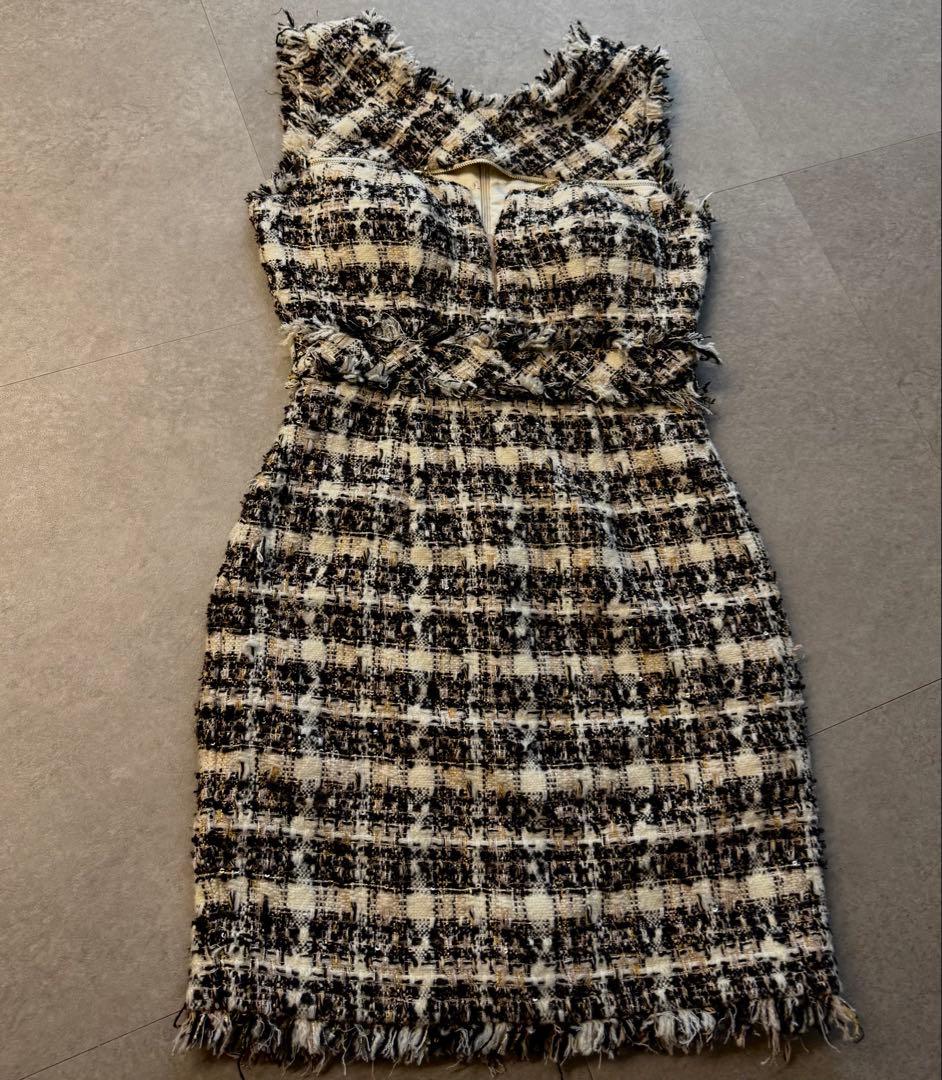 【ROBE de FLEURS】Glossy ローブドフルール ツイードドレス